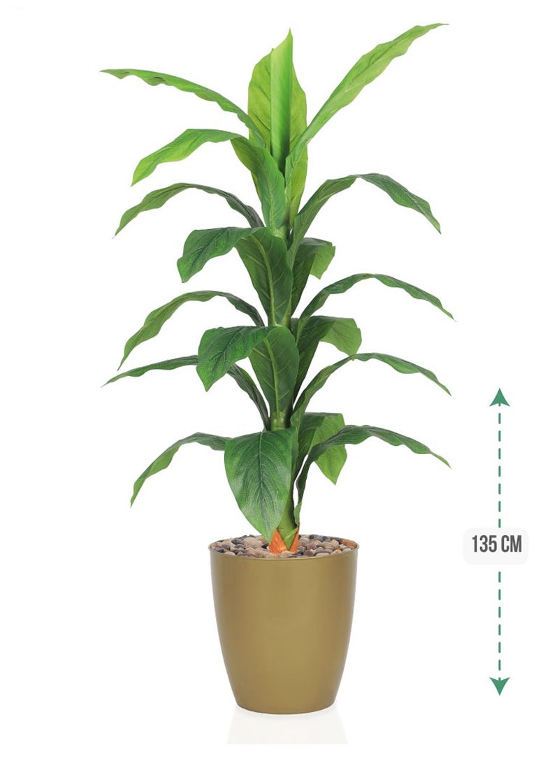 Alrassi Artificial Green Tree – 135 cm Height with Plastic Pot – Realistic Natural Look – Ideal for Home and Office Décor - Image 1